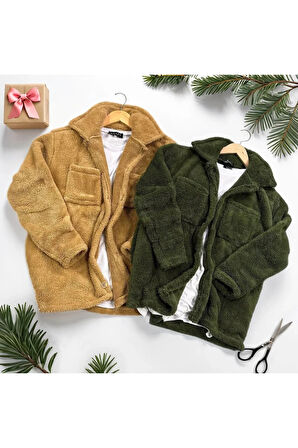 Unisex 2'li Peluş Polar Hırka Gömlek