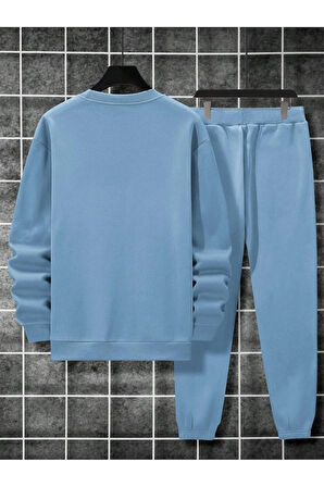 Unisex Bebe Mavi Eşofman Takımı BALANCE baskılı Şardonlu