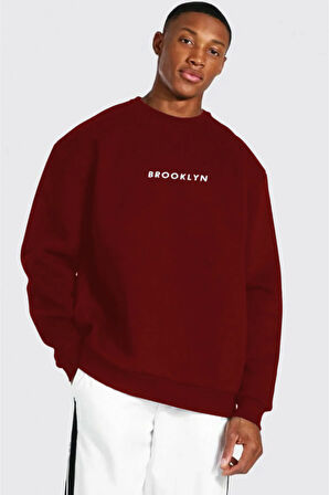 Üç İplik Oversize Baskılı Sweat