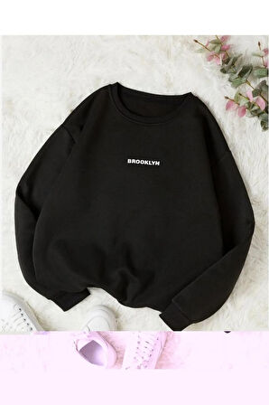 Üç İplik Oversize Baskılı Sweat