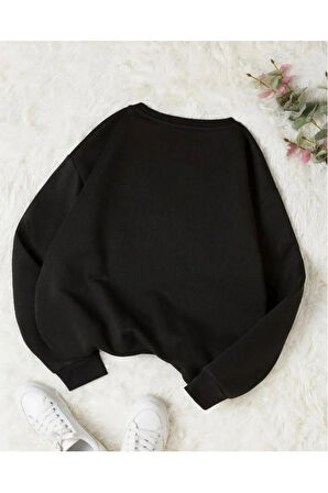 Üç İplik Oversize Baskılı Sweat