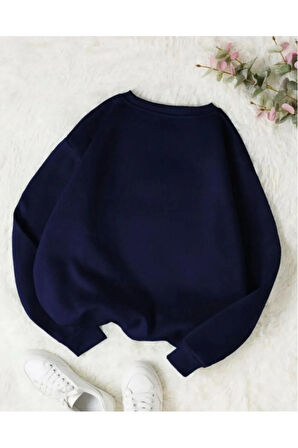 Üç İplik Oversize Baskılı Sweat