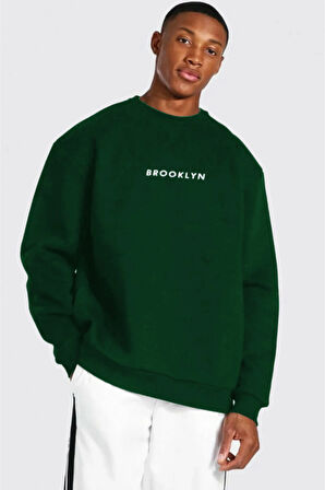 Üç İplik Oversize Baskılı Sweat