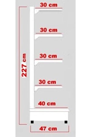 Mekoraf Kırmızı Beyaz 5 Katlı Raf 020