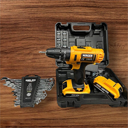 MELZOGERMANY 24 Parça Darbeli Matkap 12 parça kombine anahtar takımı hediye 1 