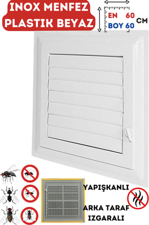 Havalandırma Menfezi Banyo Wc Tuvalet Menfez Plastik Panjur Beyaz 60x60 cm.