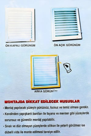 Havalandırma Menfezi Banyo Wc Tuvalet Menfez Plastik Panjur Beyaz 60x60 cm.