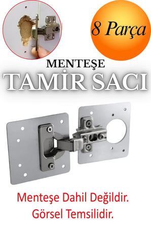 Dolap Kapak Taş Menteşe Tamir Sacı Nobel Pratik Onarım Kiti Yuva Saçı Tablası 8x8.5 cm 8 Adet