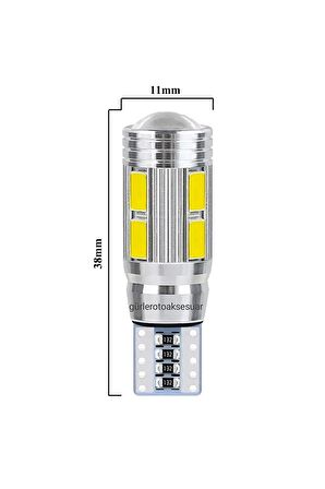 T10 Park Led Ampül 12v Mercekli 10 Ledli Park Plaka Tavan Iç Aydinlatma Beyaz Renk 2 Adet