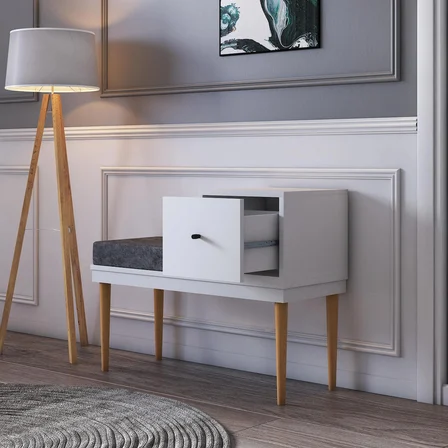 Merlin Mobilya PARİS MODERN PUF BEYAZ