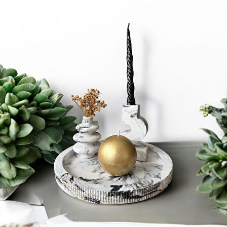Golden Sphere Mermer Görünümlü Set