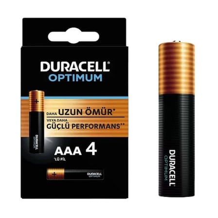 Duracell Optimum 1.5 Volt Alkalin Aaa 4’Lü İ̇Nce Kalem Pil Mx2400