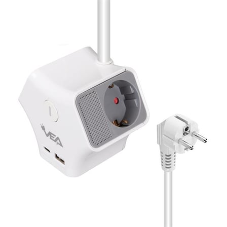 Vea VE-G903YC 3'lü USB+ Type-C Girişli Anahtarlı 1.5 Metre Grup Priz