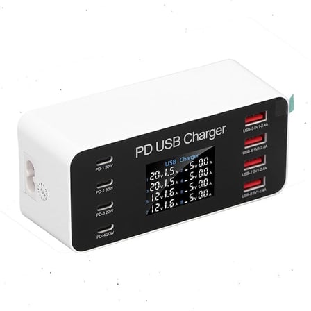 PowerMaster PM-26056 8 Port USB+PD Şarj İstasyonu (4 USB+ 4 PD)
