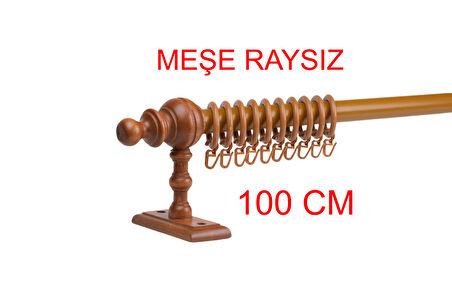 Meşe Raysız Ahşap Rustik Perde Askısı Rustik Borusu