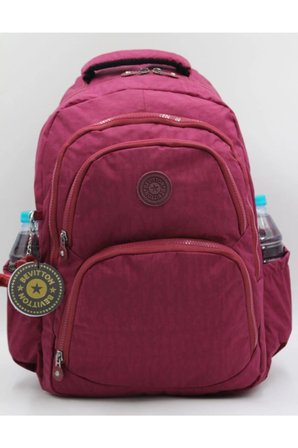 Su Geçirmez Kumaş Unixes Bordo Sırt Okul Çantası 2100