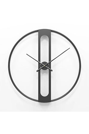 Ahsen Siyah Clock 40 Cm Black Metal (MOBİLYA) Duvar Saati