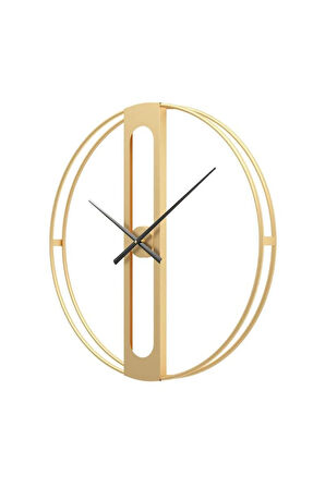 Büyük Boy 60x60 Cm - Gold - Ahsen Gold Clock - Metal (MOBİLYA) Duvar Saati