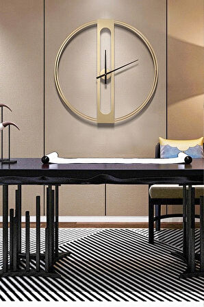 Büyük Boy 60x60 Cm - Gold - Ahsen Gold Clock - Metal (MOBİLYA) Duvar Saati