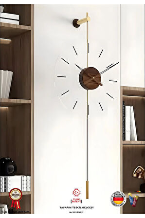 Gravity Ceviz - (KIRILMAZ TAMPER CAM) - Büyük Boy (33x85cm ) - Metal (MOBİLYA) Duvar Saati
