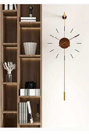 Gravity Ceviz - (KIRILMAZ TAMPER CAM) - Büyük Boy (33x85cm ) - Metal (MOBİLYA) Duvar Saati