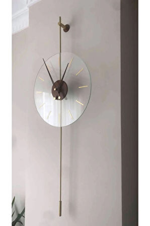 Gravity Ceviz - (KIRILMAZ TAMPER CAM) - Büyük Boy (33x85cm ) - Metal (MOBİLYA) Duvar Saati