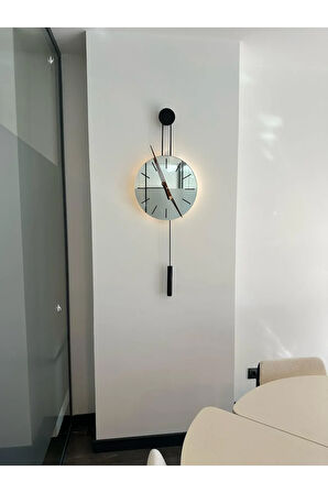 Pendulum Blackcloc-büyük Boy (40X105CM) -metal Askılı Aynalı Duvar Saati