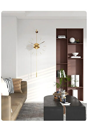Gravity Premium Gold Duvar Saati, Modern Metal Ve Cam Tasarım Duvar Saati (MOBİLYA)