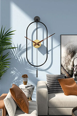 Serenity Black Gold, Dekoratif Modern Metal (MOBİLYA) Duvar Saati