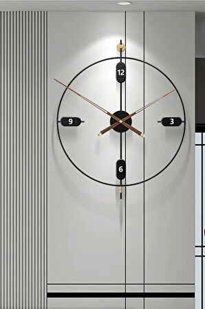 Xxl (60X70 CM) Siyah - Elegant Time Siyah Modern Dekoratif (MOBİLYA) Duvar Saati