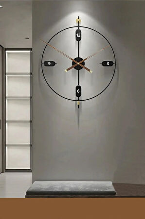 Xxl (60X70 CM) Siyah - Elegant Time Siyah Modern Dekoratif (MOBİLYA) Duvar Saati