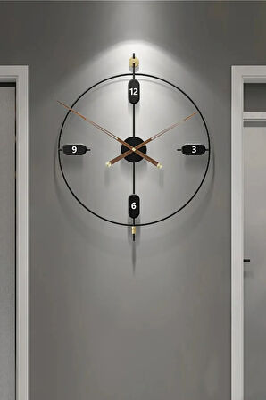 Xxl (60X70 CM) Siyah - Elegant Time Siyah Modern Dekoratif (MOBİLYA) Duvar Saati