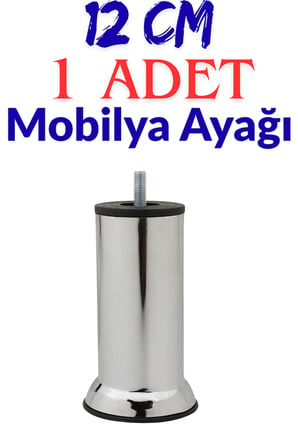 KLC M8 İnce Diş Krom Metal Mobilya Ayağı - Kanepe, Baza, Koltuk Yükseltme Ayağı 12 CM