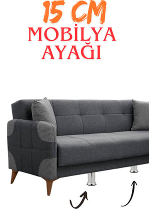 KLC M8 İnce Diş Krom Metal Mobilya Ayağı - Kanepe, Baza, Koltuk Yükseltme Ayağı 15 CM