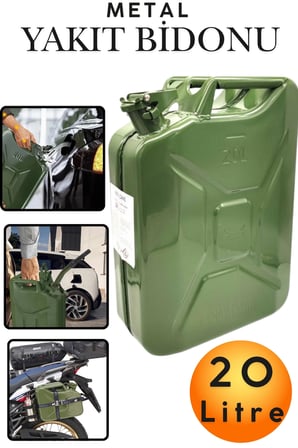 20 Litre Metal Yakıt Bidonu - Araç Port Bagaj Tipi Kalın Antisilikon Kompakt Benzin Mazot Deposu Tekne Motoru, Jeneratör ve Çim Biçme İçin Sızdırmaz Yedek Yakıt Deposu Araç Motorsiklet Yakıt Taşıma