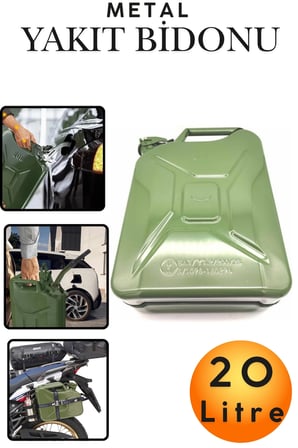 20 Litre Metal Yakıt Bidonu - Araç Port Bagaj Tipi Kalın Antisilikon Kompakt Benzin Mazot Deposu Tekne Motoru, Jeneratör ve Çim Biçme İçin Sızdırmaz Yedek Yakıt Deposu Araç Motorsiklet Yakıt Taşıma