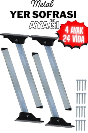 4 Adet 25 cm Metal Yer Sofrası Ayağı - Katlanır Çinko Sini Altı Takımı (4 Adet) Metal Katlanır Sehpa Ayağı Katlanır Ayak