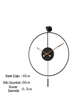 Siyah Tiktok -büyük Boy (50X75CM) , Modern Dekoratif Metal Duvar Saati