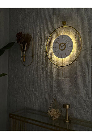 12-24h(Gold 5'li Elegante Set) XXL Timelles(60X80CM)-(QUARTZ MEKANİZMA)-Metal (Mobilya)Duvar Saati