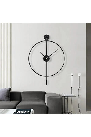 Siyah Timelles Tiktok Xxl (60X80CM)- Siyah Akrep Yelkovan , Moder Dekoratif Metal Duvar Saati