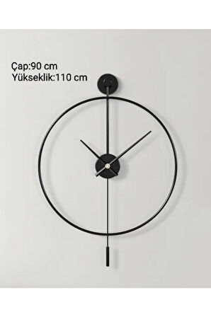 Siyah Timelles Tiktok Xxl (60X80CM)- Siyah Akrep Yelkovan , Moder Dekoratif Metal Duvar Saati