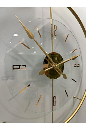 Gold Luxry Şefaf Cam ,metal Çember , Modern Dekoratif Metal Duvar Saati