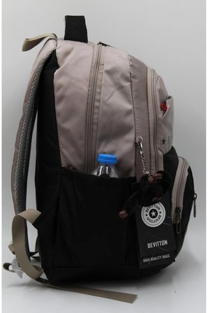 Suya Dayanıklı Günlük Okul Sırt Çantası Unisex Okul Çantası 34400 Vizon-Siyah