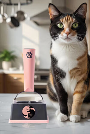 Platformlu Ölçülü Köpek Kedi Mama Kaşığı Standlı Ölçülü Mama Küreği