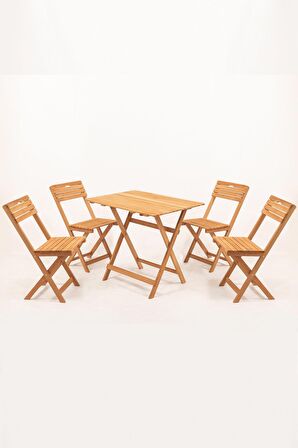 Balkon - Bahçe 5'li Katlanabilir Bistro Set 4 Sandalye 1 Bahçe 60x80 Cm Masa