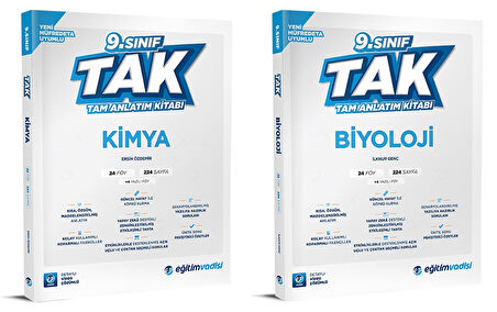 Eğitim Vadisi 2025 9. Sınıf Kimya + Biyoloji Tak Tam Anlatım Seti 2 Kitap