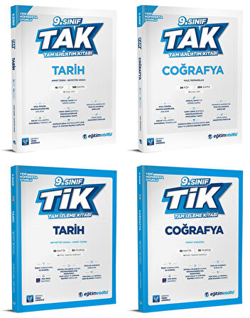 Eğitim Vadisi 2025 9. Sınıf Tarih + Coğrafya Tak Tam Anlatım + Tik Tam İzleme Seti 4 Kitap