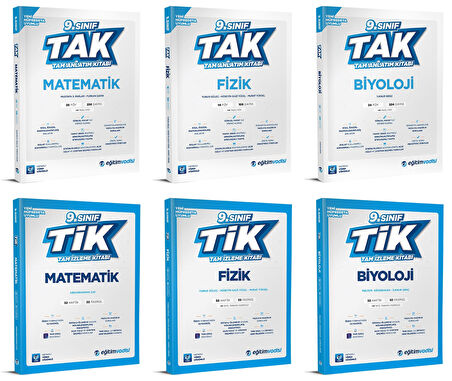 Eğitim Vadisi 2025 9. Sınıf Matematik + Fizik + Biyoloji Tak Tam Anlatım + Tik Tam İzleme Seti 6 Kitap