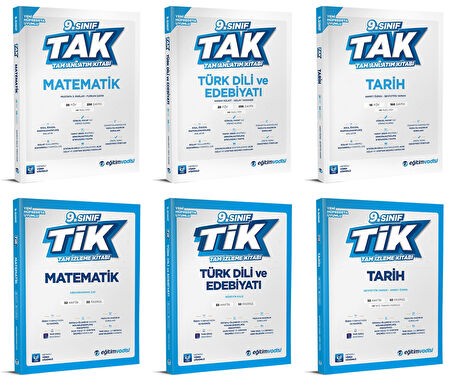 Eğitim Vadisi 2025 9. Sınıf Matematik + Edebiyat + Tarih Tak Tam Anlatım + Tik Tam İzleme Seti 6 Kitap