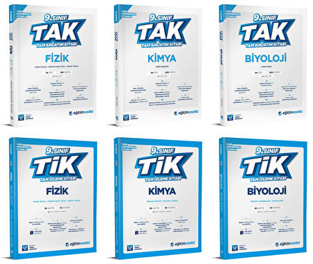 Eğitim Vadisi 2025 9. Sınıf Fizik + Kimya + Biyoloji Tak Tam Anlatım + Tik Tam İzleme Seti 6 Kitap